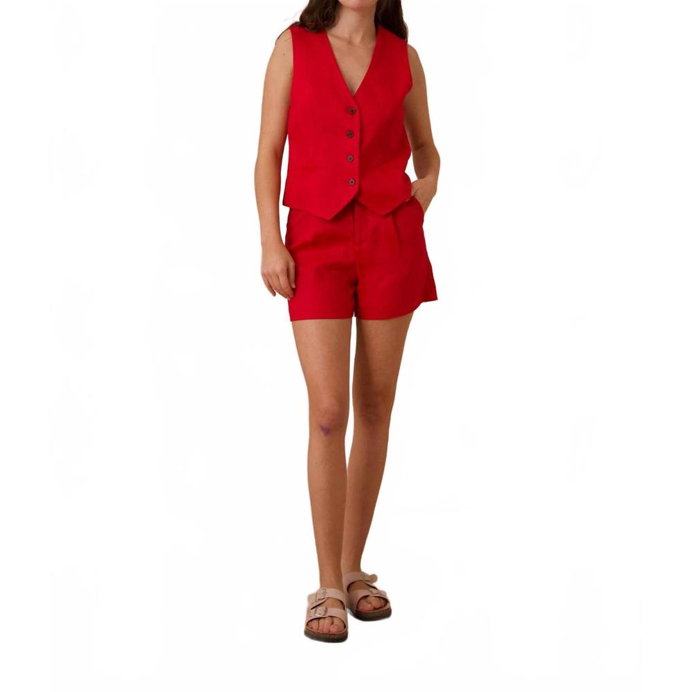 NEW ATTENTIF essential linen shorts in red